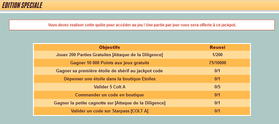 Objectifs pour débloqué Edition spéciale