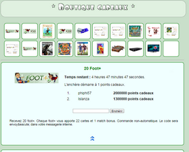 Partie Boutique sur Cadofoot